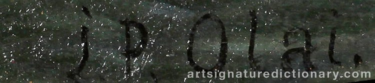Authentic signature by Johan Petter OLAI on  artwork