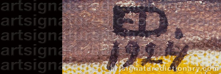Authentic signature by Emil DANIELSSON on Painting/Watercolour artwork