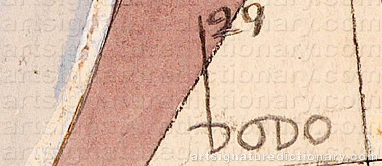 Authentic signature by Dörte Clara ‘Dodo’ WOLFF on  artwork