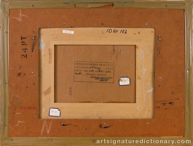 Close-up details showing Pablo PICASSO signature forgery characteristics