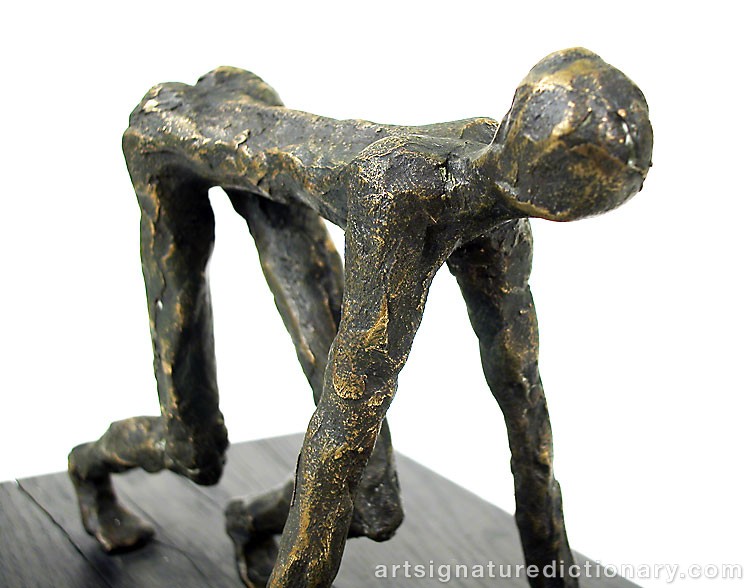 Close-up details showing Alberto GIACOMETTI signature forgery characteristics