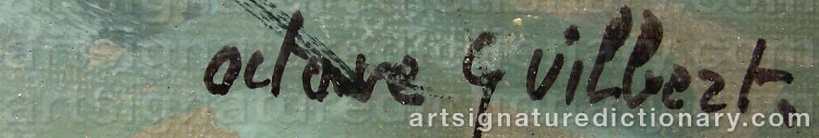 Authentic signature by Octave GUILBERT on  artwork