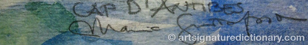 Authentic signature by Marie GUSTAFSSON on  artwork
