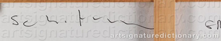 Authentic signature by Mario SCHIFANO on  artwork
