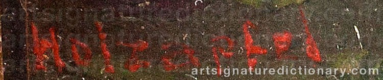 Authentic signature by Hans HOLZAPFEL on artwork