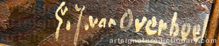 Authentic signature by Gijsbertus Johannes Van OVERBEEK on  artwork