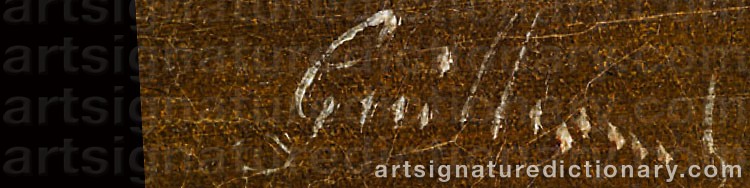 Authentic signature by Jean Baptiste Antoine GUILLEMET on artwork