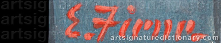 Authentic signature by Ernest FIENE on  artwork