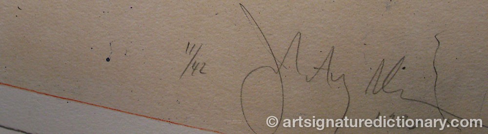 Authentic signature by John NEWMAN on Drawing/Graphic/Print artwork