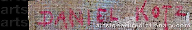 Authentic signature by Daniel KOTZ on artwork