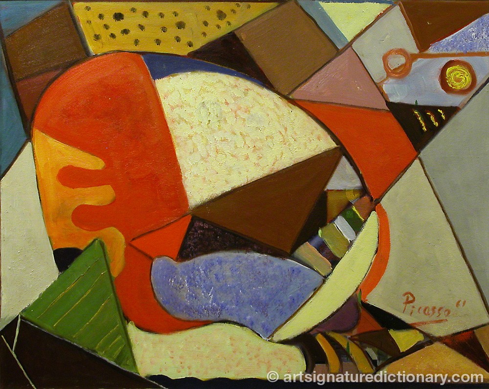 Close-up details showing Pablo PICASSO signature forgery characteristics