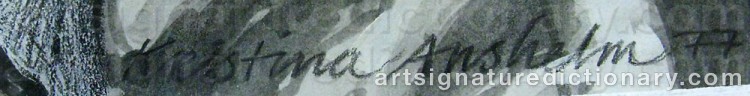 Authentic signature by Kristina ANSHELM on  artwork