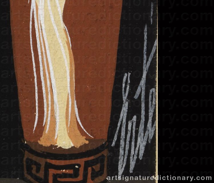 Authentic signature by Romain De ‘Erté’ TIRTOFF on artwork