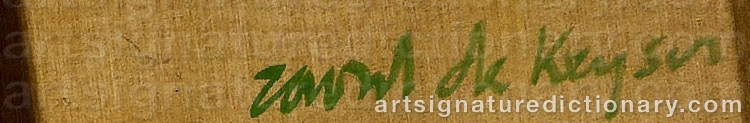 Authentic signature by Raoul De KEYSER on artwork
