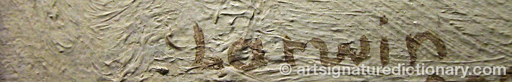 Authentic signature by Johann LARWIN on  artwork