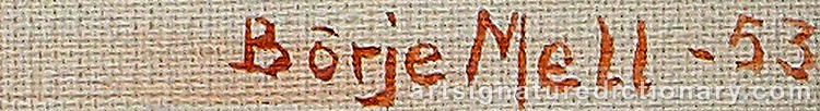 Authentic signature by Börje MELL on  artwork
