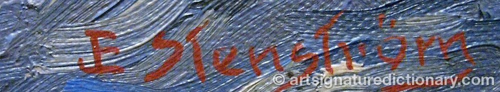 Authentic signature by Johan Edward STENSTRÖM on artwork
