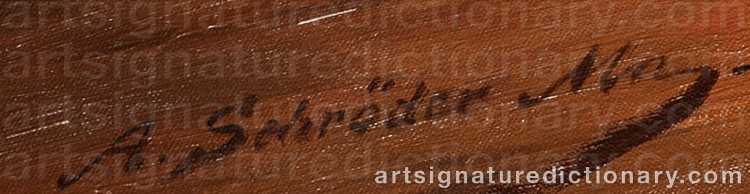 Authentic signature by Albert Friedrich SCHRÖDER on Painting/Watercolour artwork