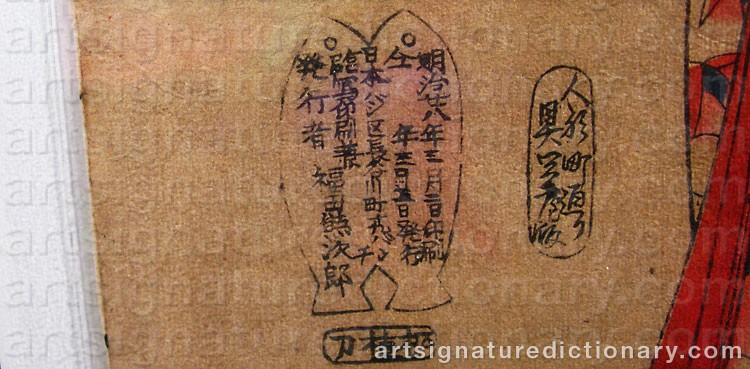 Authentic signature by Toyohara CHIKANOBU on  artwork