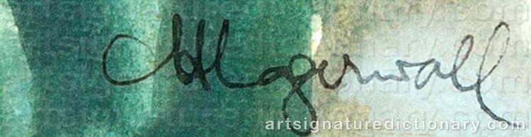 Authentic signature by Charlotte HARTMANN-LAGERWALL on Painting/Watercolour artwork