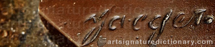 Authentic signature by Gotthilf JAEGER on Sculpture artwork