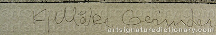 Authentic signature by Kjellåke GERINDER on  artwork
