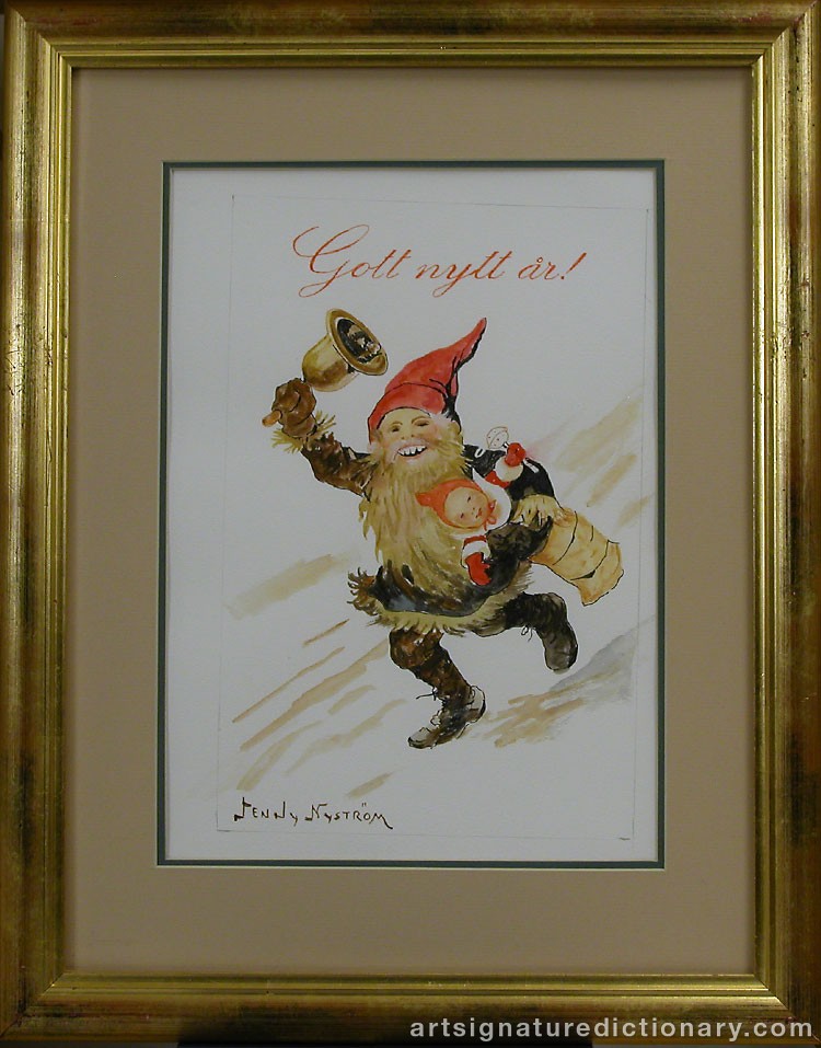 Close-up details showing Jenny NYSTRÖM signature forgery characteristics