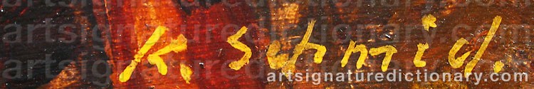 Authentic signature by Konrad SCHMID on  artwork