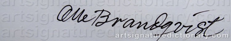 Authentic signature by Olle BRANDQVIST on  artwork