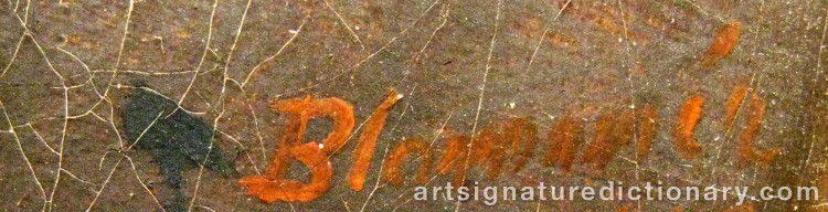 Authentic signature by Nils Jakob BLOMMÉR on  artwork