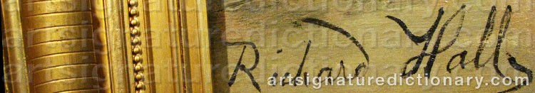 Authentic signature by Richard HALL on artwork