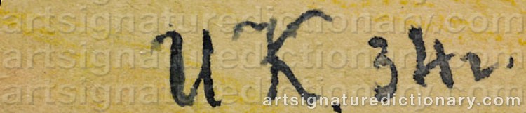 Authentic signature by Ivan Vasilievitch KLIUN on artwork