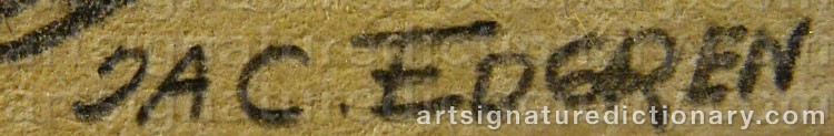 Authentic signature by Jacob ‘Jac’ EDGREN on  artwork