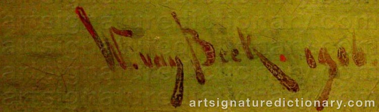 Authentic signature by W Van BEEK on  artwork