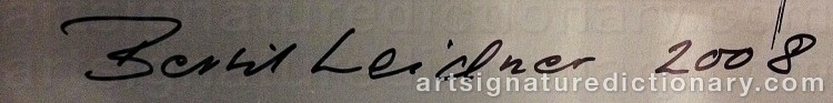 Authentic signature by Bertil LEIDNER on  artwork