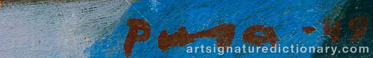 Authentic signature by Unto PUSA on artwork