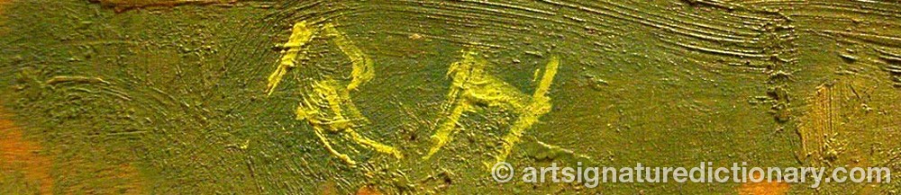 Authentic signature by Ragnar HÖGMAN on artwork