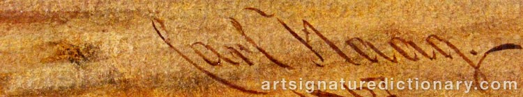 Authentic signature by Carl HAAG on  artwork