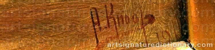 Authentic signature by August Hermann KNOOP on Painting/Watercolour artwork