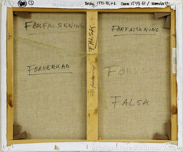 Close-up details showing Lennart JIRLOW signature forgery characteristics