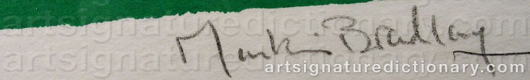 Authentic signature by Martin BRADLEY on artwork