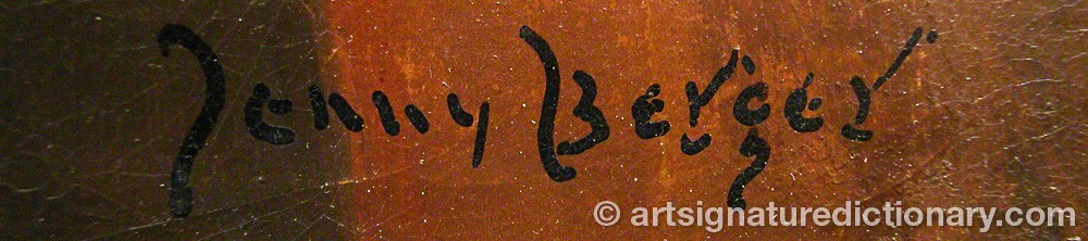 Authentic signature by Jenny BERGER on  artwork