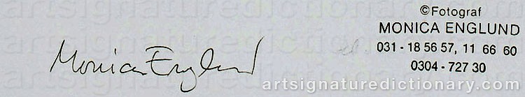 Authentic signature by Monica ENGLUND on  artwork