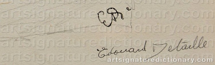 Authentic signature by Edouard Jean Baptiste DETAILLE on artwork