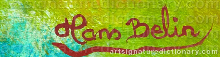 Authentic signature by Hans BELIN on  artwork