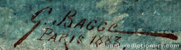 Authentic signature by Gustav Pontus BAGGE on  artwork