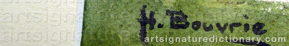 Authentic signature by Henri BOUVRIE on artwork