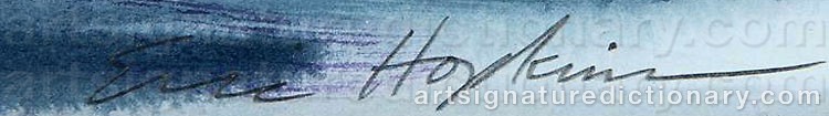 Authentic signature by Eric HOPKINS on  artwork
