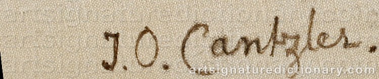 Authentic signature by Johan Oscar CANTZLER on  artwork