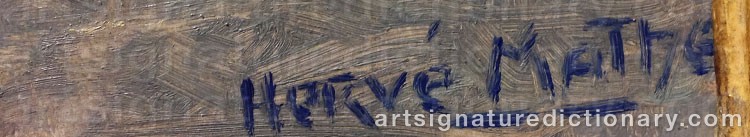 Authentic signature by Jules Alfred HERVÉ-MATHÉ on  artwork